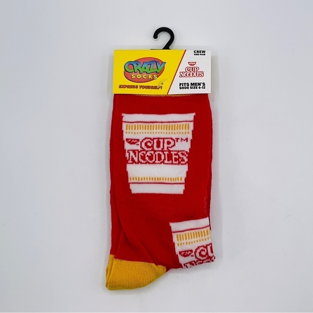 CRAZY Socks Cup Of Noodles Crew Socks Men’s Size 6-12 Unisex Gift Retro 80’s